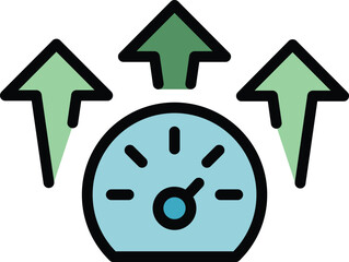 Monetize dashboard icon outline vector. Profit data. Video money color flat