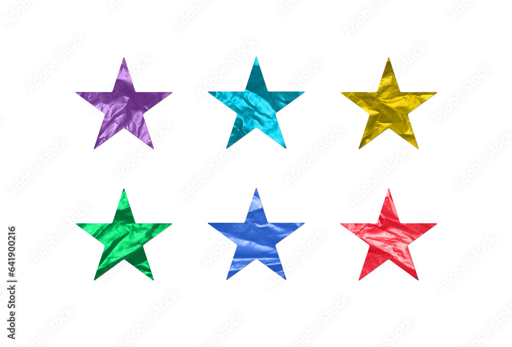 Wall mural duct tape of various colors corrugated in the shape of a star without a background