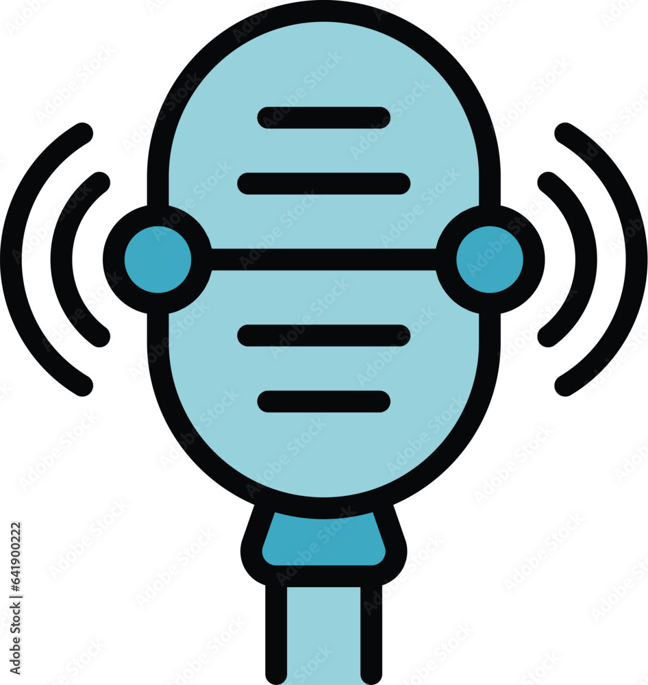 Poster studio microphone icon outline vector. video profit. database app color flat