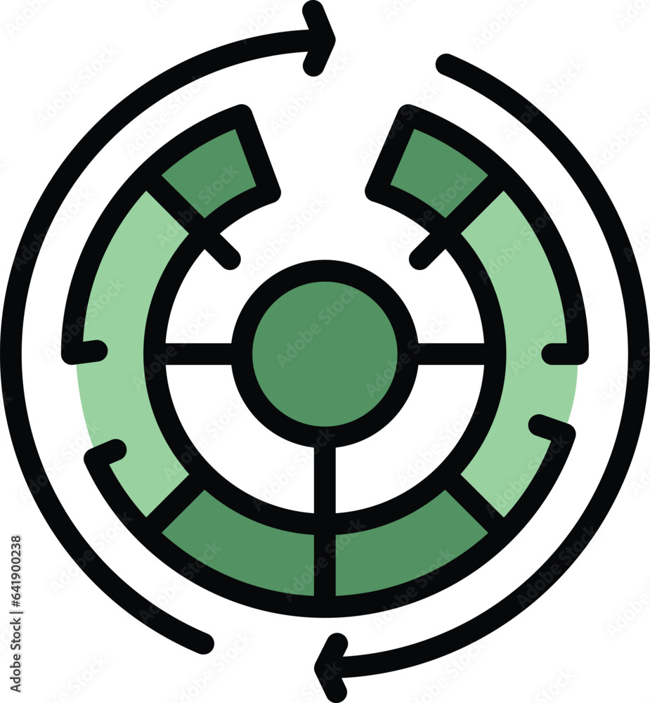Poster monetize labyrint icon outline vector. video profit. data blog color flat