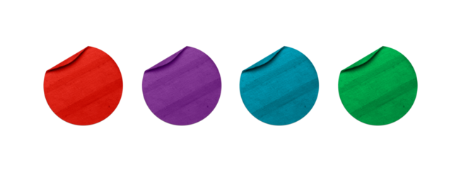 adhesive stickers of various colors without background