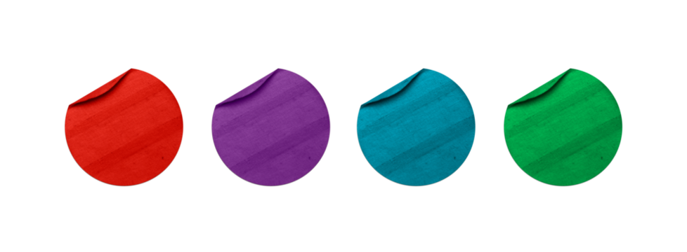 adhesive stickers of various colors without background