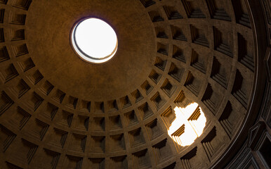 ceiling of a geometrical decorated dome with skylight