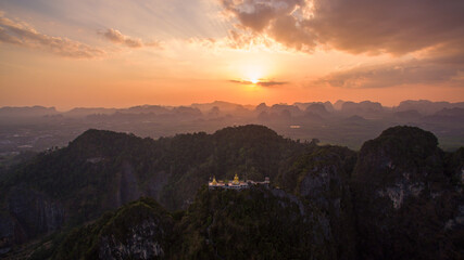 .Aerial view Tiger Cave Temple is a Buddhist temple in Krabi, Thailand. .It is known for the tiger...