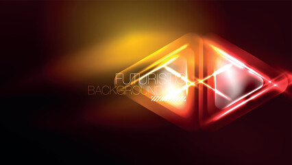 Techno neon triangles with light effects in the dark