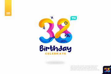 Obraz premium Number 38 logo icon design, 38th birthday logo number, anniversary 38 