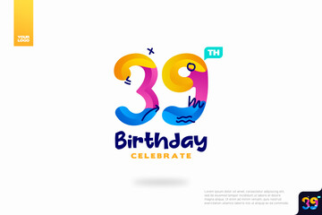 Obraz premium Number 39 logo icon design, 39th birthday logo number, anniversary 39 