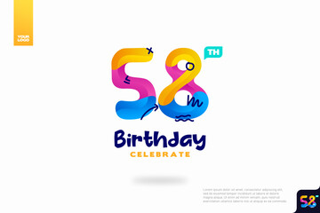 Number 58 logo icon design, 58th birthday logo number, anniversary 58
