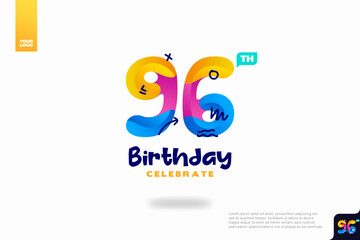 Number 96 logo icon design, 96th birthday logo number, anniversary 96
