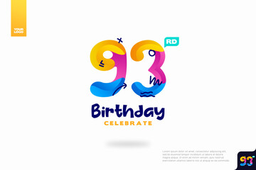 Number 93 logo icon design, 93rd birthday logo number, anniversary 93
