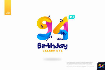 Obraz premium Number 94 logo icon design, 94th birthday logo number, anniversary 94 