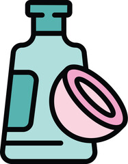 Coco shampoo icon outline vector. Milk cream. Natural product color flat