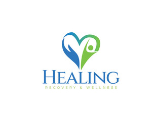 Simple Healing Heart Medical Meditation Logo Design Template