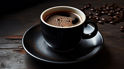 Simplicity in a Sip: A Timeless Black Coffee Cup on a Minimalist Background