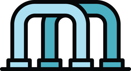 Metal bike bars icon outline vector. Parking area. Rack station color flat