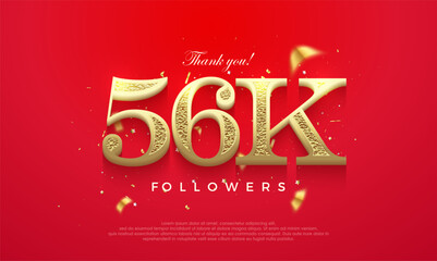 56k number to say thank you. social media post banner poster design. - obrazy, fototapety, plakaty
