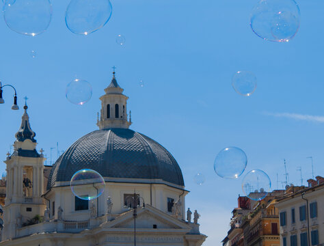 the dome of church with bubbles