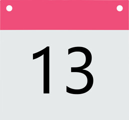 Header calendar pink bottom gray black number 13