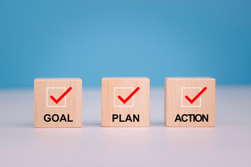 Goal plan action. Business action plan strategy concept, outline all the necessary steps to achieve...