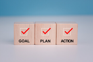 Goal plan action. Business action plan strategy concept, outline all the necessary steps to achieve...