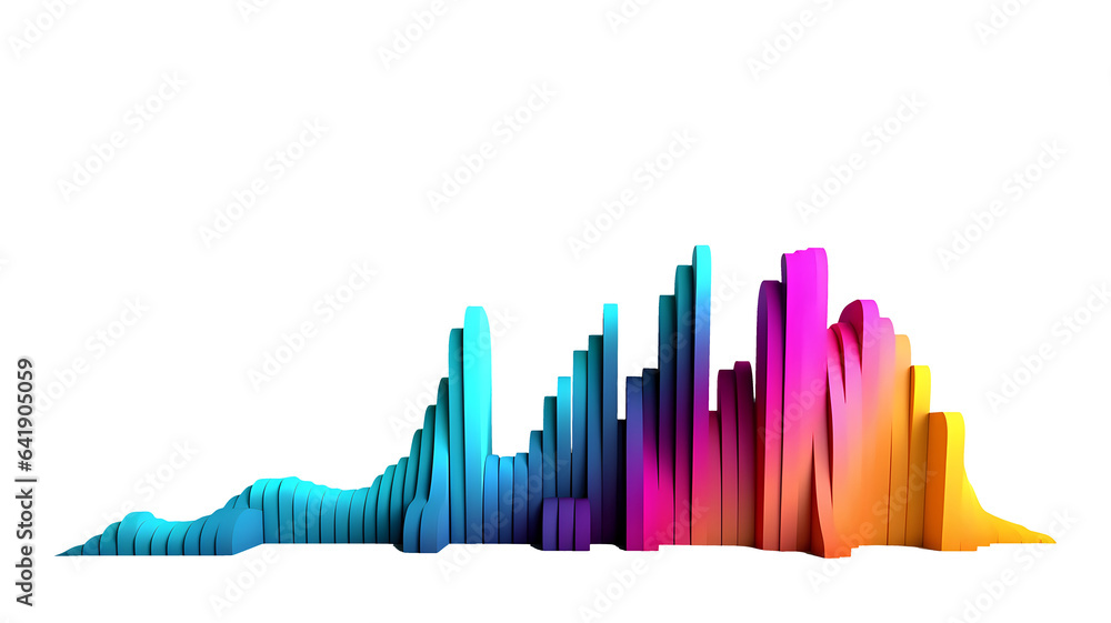 Poster bright voluminous graphs and columns of diagrams on a transparent background