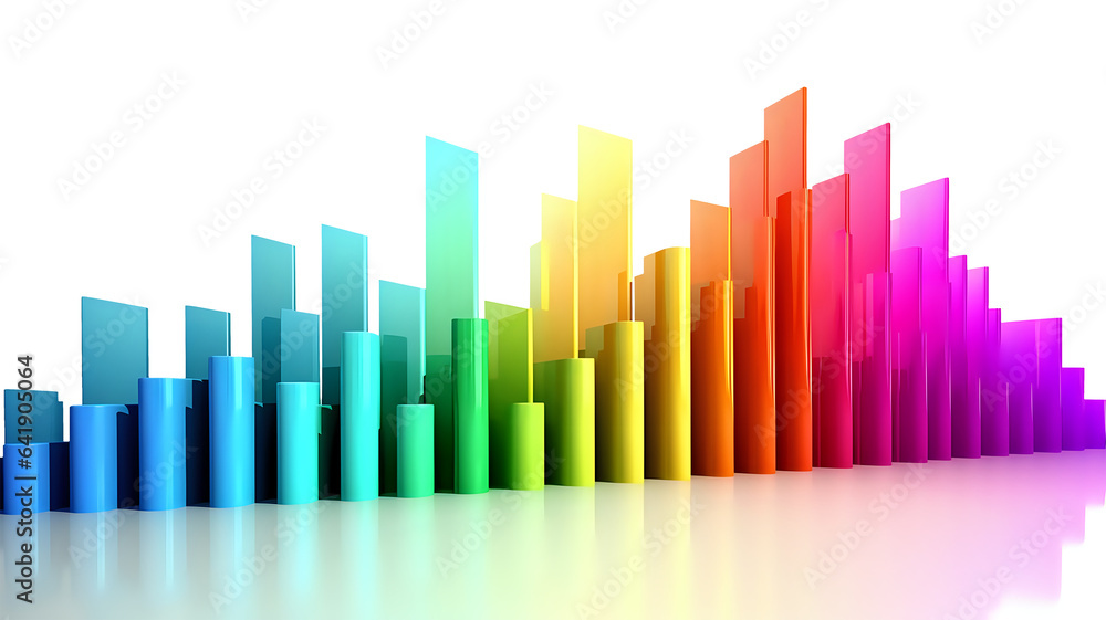 Poster bright voluminous graphs and columns of diagrams on a transparent background