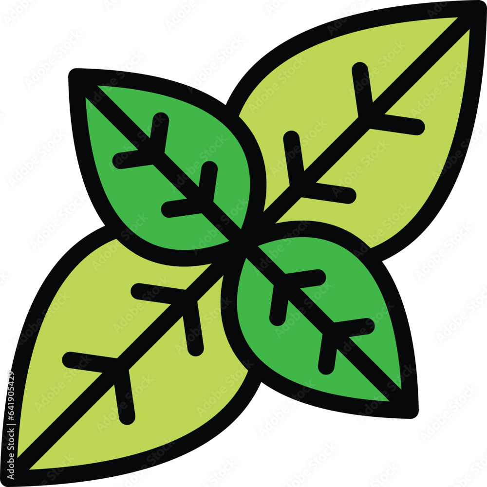 Sticker Top view oregano icon outline vector. Herb plant. Food salad color flat - Stickers