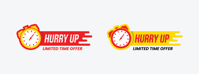 Hurry up sticker label banner tag for sale event and media promotion