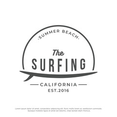 Summer Surfing california logo template retro vintage with surfboard and waves concept.Logo for label, summer holiday, business, badge.