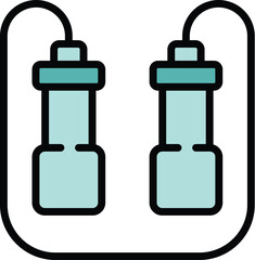 Fitness jump rope icon outline vector. Play child. Gym sport color flat