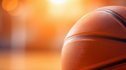 Dramatic Close-Up of a Basketball Resting on the Ground, Ready for the Intensity and Action of the Game