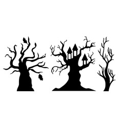 halloween icons set trees