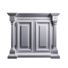 Obraz premium A white cabinet with two doors and two pillars