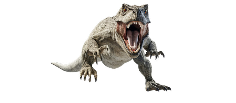 Fototapeta A roaring dinosaur with its mouth wide open