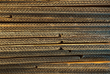 Stack of used corrugated cardboards