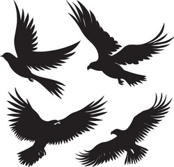 Flying bird vector silhouette illustration black color