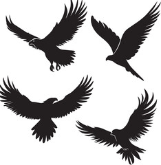 Flying bird vector silhouette illustration black color