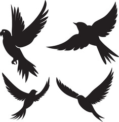Flying bird vector silhouette illustration black color