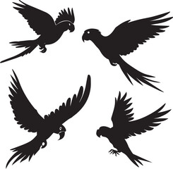 Obraz premium Flying bird vector silhouette illustration black color