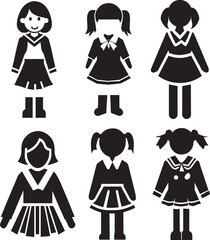 Girl Icon vector Illustration black color