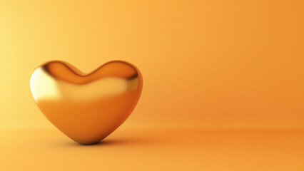 Gold heart shape on a glod background,valentine day,3D rendering