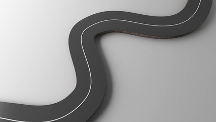 a winding road leading to various locations ,3d rendering