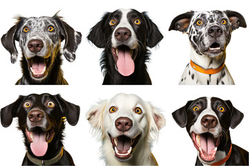 Dogs with their mouths open, capturing their playful and happy expressions