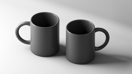 Black cup mockup on a white background,isolated on white background,3d rendering