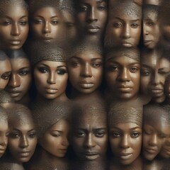 Obraz premium A mosaic of human faces morphing into abstract patterns of connectivity1