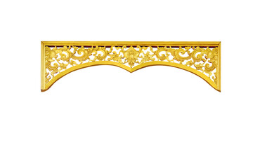 Gable yellow gold decorative on entrance arches  isolated on white background , clipping path
