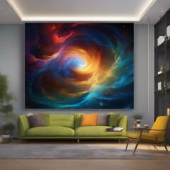 A whirlwind of vibrant colors colliding in a cosmic dance1