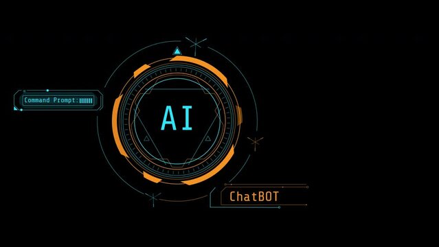 Animated abstract infographics about AI-powered chatbot communication.
