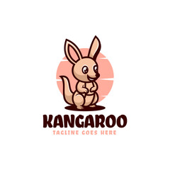Vector Logo Illustration Kangaroo Mascot Cartoon Style.