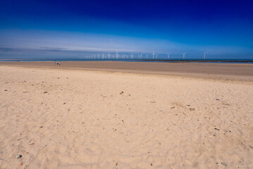Fototapeta na wymiar Wind Turbines, Beaches and Seaside Landscapes in the UK